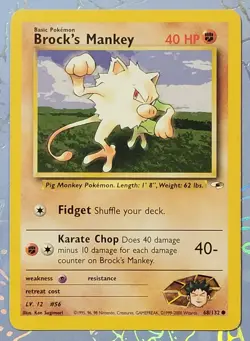 Brock’s Mankey 68/132 Gym Heroes Pokemon Card NM - Image 1
