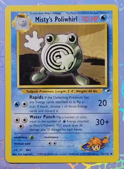 Misty's Poliwhirl 053/132 Gym Heroes Pokemon Card NM - Image 1