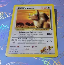 Blaine's Tauros 64/132 Gym Heroes Pokemon Card NM - Image 3