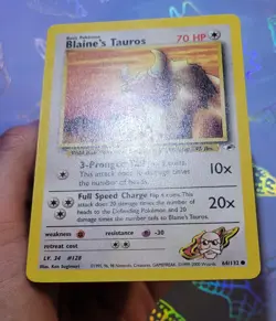 Blaine's Tauros 64/132 Gym Heroes Pokemon Card NM - Image 4