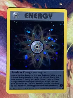 Rainbow Energy 17/82 Team Rocket Pokemon Card Holo Rare Lightly Played LP + - Image 1