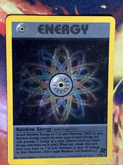 Rainbow Energy 17/82 Team Rocket Pokemon Card Holo Rare Lightly Played LP + - Image 2