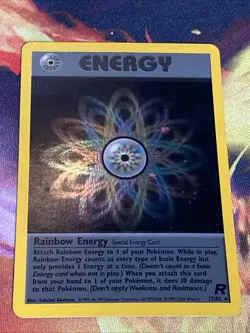Rainbow Energy 17/82 Team Rocket Pokemon Card Holo Rare Lightly Played LP + - Image 3