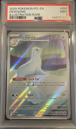 PSA 9 2025 Pokemon Dewgong 097/094 Me02: Phantasmal Flames Holo SIR - Image 1