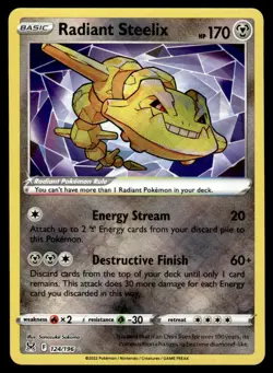 Pokemon TCG SWSH11: Lost Origin #124/196 Radiant Steelix NM - Image 1