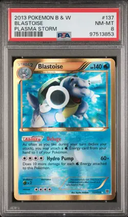 2013 Pokemon Black & White Plasma Storm Blastoise Holo 137/135 PSA 8 (9 CERT) - Image 1