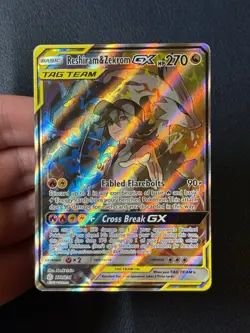 2019 Pokemon Sun & Moon Cosmic Eclipse Reshiram & Zekrom GX Full Art 222/236 - Image 2