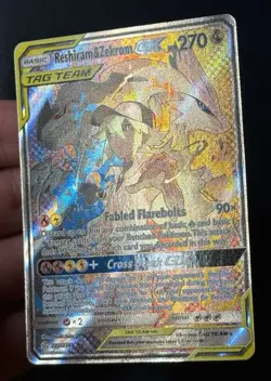 2019 Pokemon Sun & Moon Cosmic Eclipse Reshiram & Zekrom GX Full Art 222/236 - Image 5