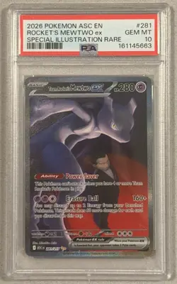 2026 POKEMON ASC EN-ASCENDED HEROES #281 TEAM ROCKET'S MEWTWO EX PSA 10 - Image 1