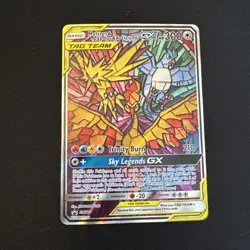 Pokemon Moltres Zapdos Articuno GX Tag Team Black Star Promo SM210 Stained Glass - Image 1
