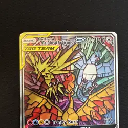 Pokemon Moltres Zapdos Articuno GX Tag Team Black Star Promo SM210 Stained Glass - Image 2