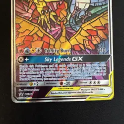 Pokemon Moltres Zapdos Articuno GX Tag Team Black Star Promo SM210 Stained Glass - Image 3