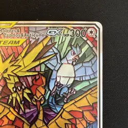 Pokemon Moltres Zapdos Articuno GX Tag Team Black Star Promo SM210 Stained Glass - Image 5