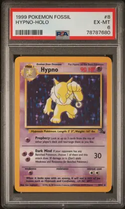 Pokemon TCG Hypno 8/62 Fossil Holo Rare PSA 6 - Image 1