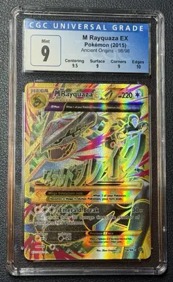 Pokemon Mega Rayquaza EX Full Art 98/98 XY Ancient Origins CGC 9 PSA CrossoverU - Image 1