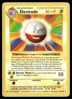 Electrode 21/102 Rare Base Set Shadowless Pokemon Unlimited MP - Image 1