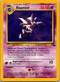 Haunter 21/62 Rare Fossil Pokemon Unlimited Lightly Played - Image 1