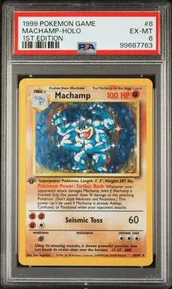 1999 POKEMON BASE SET 1ST EDITION #8 MACHAMP-HOLO PSA 6 - Image 1