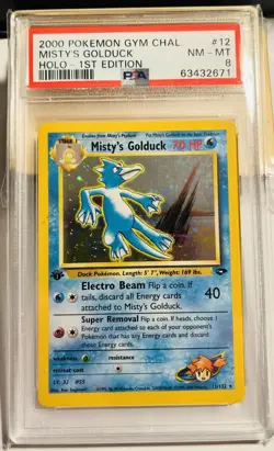 2000 Pokemon Gym Challenge 1st Edition 12 Misty's Golduck Holo PSA 8 - Image 1