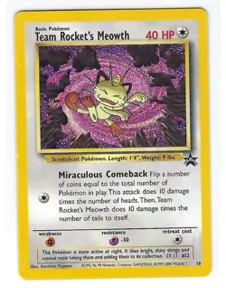 2000 WoTC POKEMON TCG TEAM ROCKET'S MEOWTH BLACK STAR PROMO #18 NON-HOLO LP/NM - Image 1