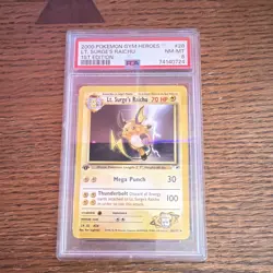 Pokemon 2000 Gym Heroes 1st Edition Lt. Surge's Raichu 28/132 PSA 8 - Image 1