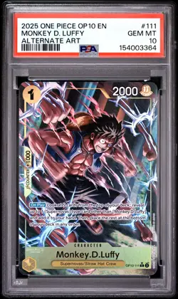 2025 ONE PIECE OP10-ROYAL BLOOD ALTERNATE ART #111 MONKEY D. LUFFY PSA 10 - Image 1
