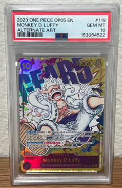 PSA 10 ONE PIECE OP05 EN MONKEY D LUFFY ALTERNATE ART GEAR 5 ENGLISH - Image 1