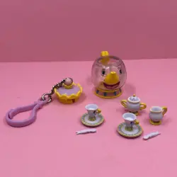 Rare Disney Beauty & The Beast Mrs Potts Chip Miniature Tiny Tea Set Keychain - Image 1