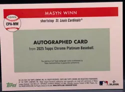 2025 Topps Chrome Platinum MASYN WINN CPA-MW Orange Refractor /25 - Image 2