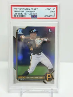 Topps 2022 Bowman Draft Termarr Johnson Pirates #BDC-130 Chrome Refractor PSA 9 - Image 1