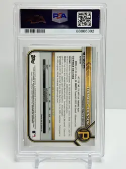 Topps 2022 Bowman Draft Termarr Johnson Pirates #BDC-130 Chrome Refractor PSA 9 - Image 2
