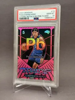 PSA 10 Paolo Banchero #/49 Pink Flood Atomic Initials 2024 Obsidian Basketball - Image 1