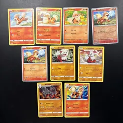 Pokemon TCG Growlithe & Arcanine x9 Card Bundle Mixed Sets - Image 1