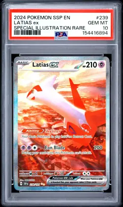 2024 POKEMON SSP EN-SURGING SPARKS SPECIAL ILLUSTRATION RARE LATIAS EX PSA 10 - Image 1