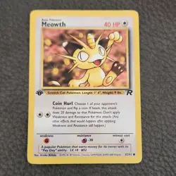 Pokemon Meowth 62/82 Team Rocket Common 1st Edition Regular Card 40 HP Near Mint - Image 1