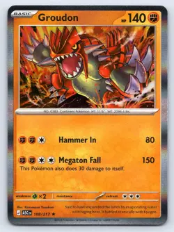 GROUDON 108/217 RARE ASCENDED HEROES POKEMON HOLO NM - Image 1