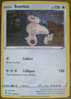 Pokemon Snorlax Rebel Clash Cosmos Holo Promo w/Swirl Card# 141/192 - TCG - Image 1