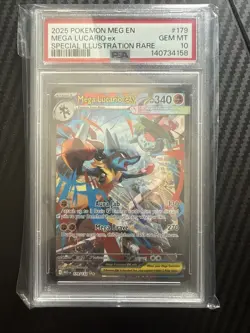 2025 POKEMON MEGA LUCARIO ex SPEC ILLUS RARE MEGA EVOLUTION #179 PSA 10 - Image 1