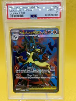 2025 Pokemon Mega Evolution Mega Lucario Ex #160 Ultra Rare 160/132 PSA 10 - Image 1