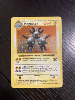 Pokemon TCG Magneton 9/102 Base Set Shadowless Holo Rare Card - Image 1
