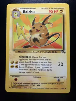 Pokemon - Raichu - 29/62 - Fossil - Vintage - Rare Non-Holo - 2000 - WOTC - Image 1