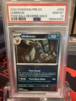 UMBREON PSA 10 #059 POKE BALL REVERSE HOLO - 2025 POKEMON PRE EN PRISMATIC EVOL - Image 1