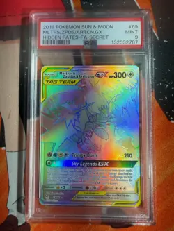 Pokemon Moltres/Zapdos/Articuno GX 2019 Hidden Fates #69/68 Secret PSA 9 MINT - Image 1