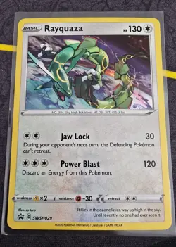 Pokemon TCG Rayquaza Sword & Shield SWSH029 Cosmos Holo Black Star Promo Card NM - Image 1