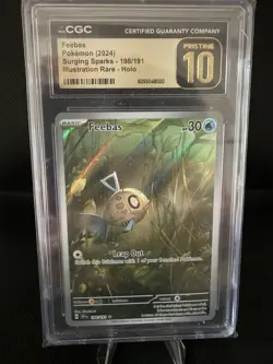 CGC 10 PRISTINE Pokemon Feebas 198/191 Surging Sparks Illustration Rare - Image 1