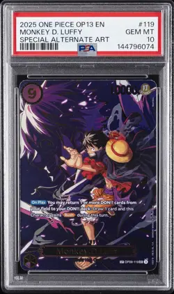 2025 ONE PIECE OP13 SPECIAL ALTERNATE ART #119 MONKEY D. LUFFY PSA 10 - Image 1