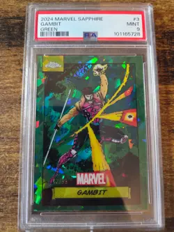 2024 Topps Chrome Marvel Sapphire Gambit Green 12/99 PSA 9 Mint #3 X-Men - Image 1