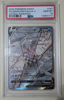 POKEMON SWORD & SHIELD ASTRAL RADIANCE FULL ART/ORIGIN FORME PALKIA V PSA 10 - Image 1
