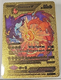 Charizard V Gold Foil Fan Art Collector Pokemon Card LV91 V Evolution (2) - Image 1