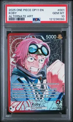 2025 One Piece A Fist Of Devine Speed # 001 Koby PSA 10 Card Leader GEM MINT! - Image 1